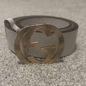 Gucci Belt ( off white/ ecru ) with Gold GG Buckle